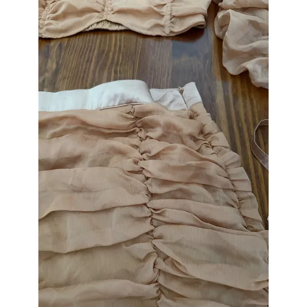 Rehab Women Champagne Ruched 2 Piece Set Crop Top Midi Skirt Size L‎ - Image 2