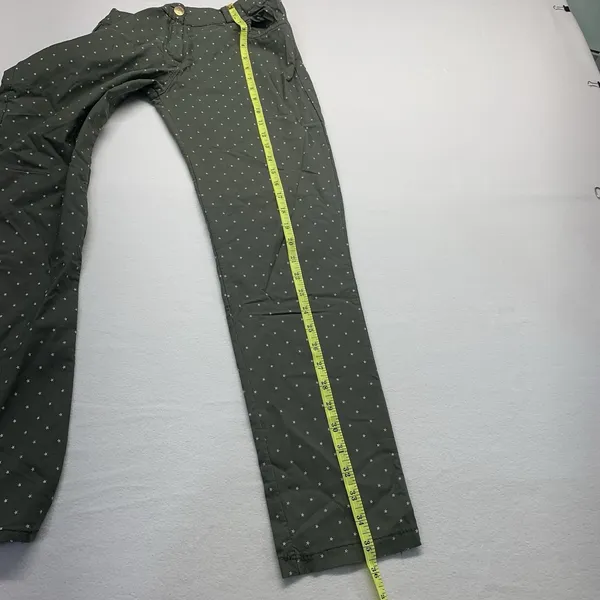 Made in Italy‎ Star Print Pants Womens XL Olive Green Straight Leg Stretch 23 - Image 6