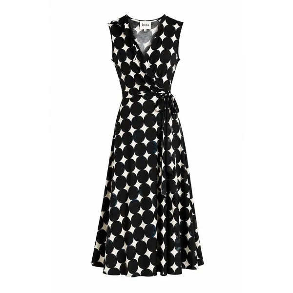 Leota Felicity Dress L Midnight Moon Ruffle Faux Wrap Tie Waist - Image 2