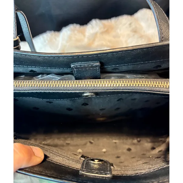 Kate Spade New York Black Saffiano Leather Satchel Crossbody Bag Gold Hardware - Image 11