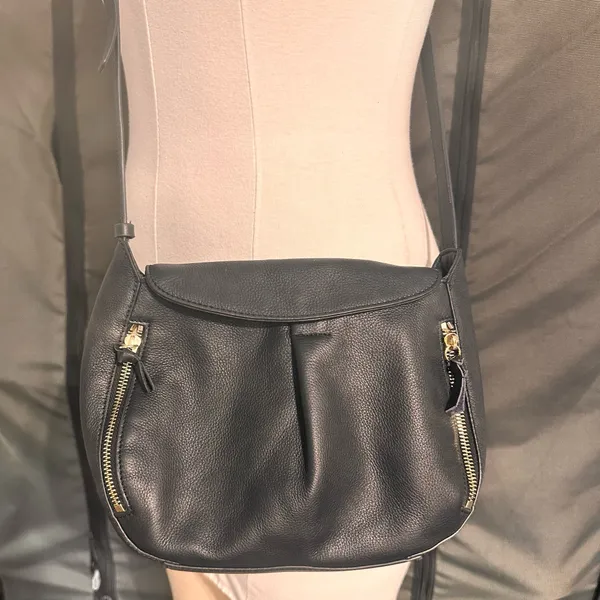 Vince Camuto Crossbody Women's Leather Black Bag Shoulder Purse Classic Pebbled - Image 4
