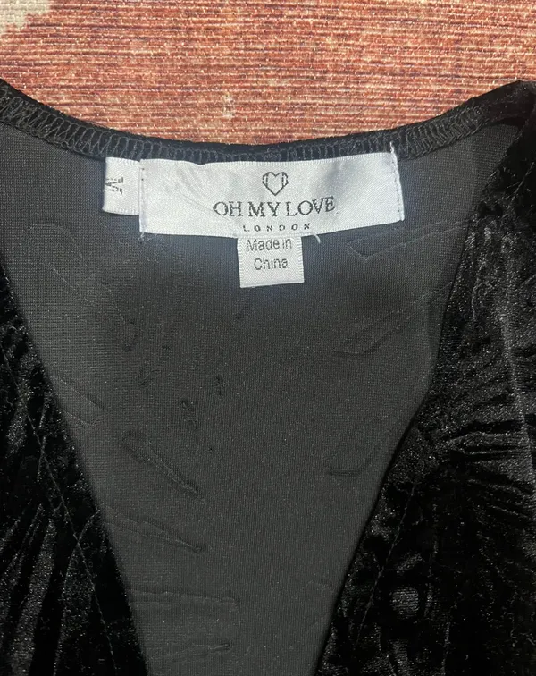 Oh My Love London Womens Sexy Plunge Velour Bodysuit Size Medium - Image 5