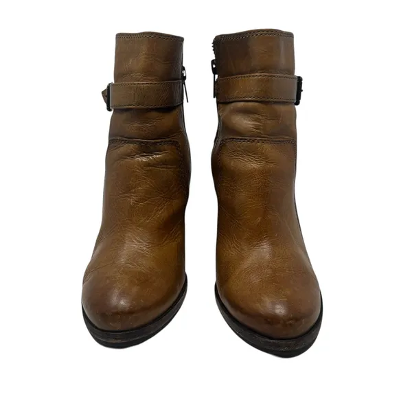 Frye Patty‎ Riding Bootie Brown Leather Harness Ankle Boots Heel Womens 7.5M - Image 4