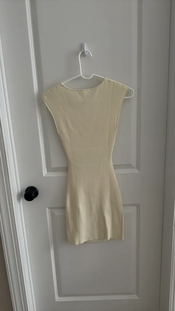 Cream dress with opening in front Tan - Image 2