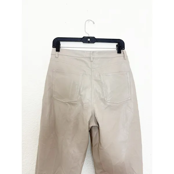 Aritzia Wilfred The Melina Taupe Vegan Leather Straight Leg Pants Size 8 - Image 13