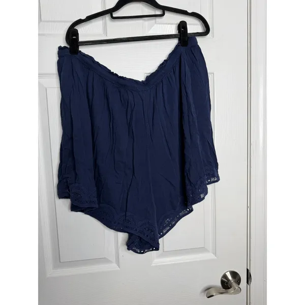 AERIE Lace Trimmed Gauzey‎ Navy Blue Shorts Size XXL - Image 2