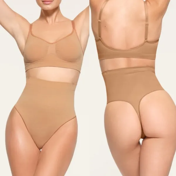 NEW‎ SKIMS Core Control High Waisted Thong Ochre Size M with straps - Image 9