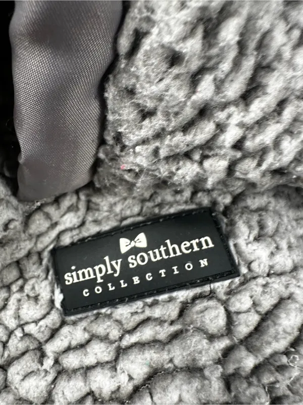 P285. Simply Southern Gray Sherpa 1/4 Zip-Up Pullover - Image 2