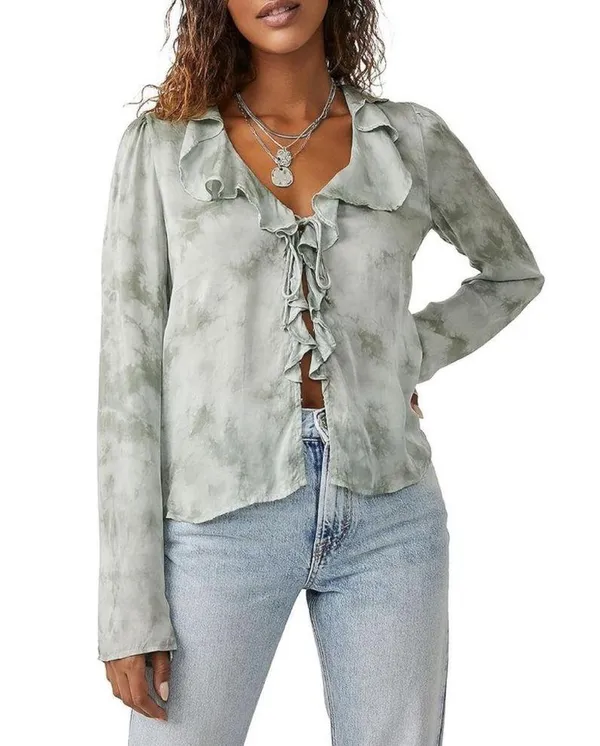 Free People New Women’s Lyocell Tie Front Blouse, Size M New w/Tag Retail $128 - Image 16