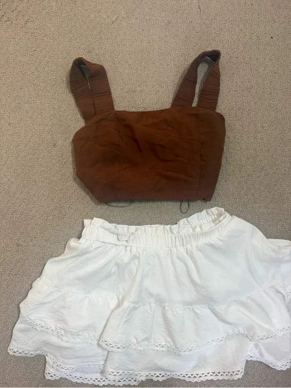 Zara Brown Square Neck Crop Top with Wide Straps - Image 3