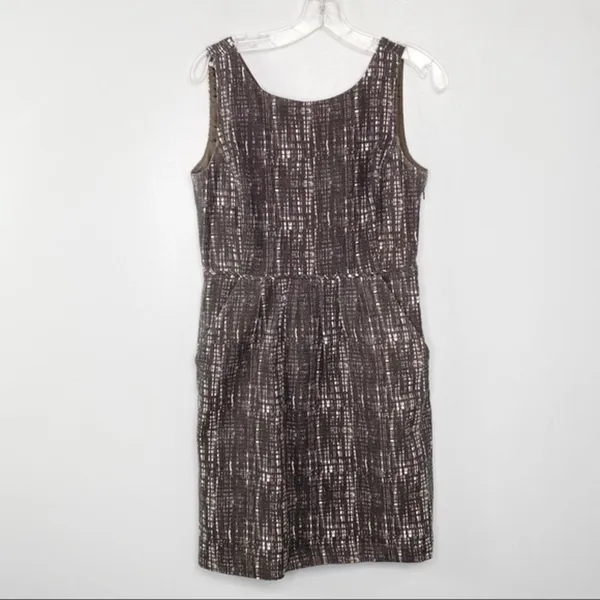 J. Crew Grey White Sleeveless Midi Dress Pocket Capsule Wardrobe Career Casual 6 - Image 2