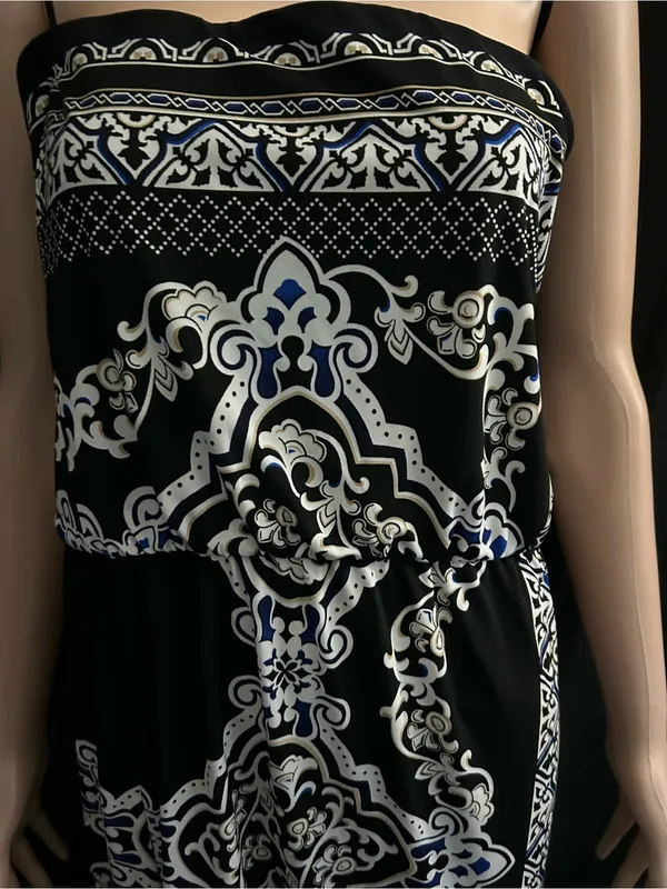 White House Black Market Black & White Printed Strapless Dress - Image 7