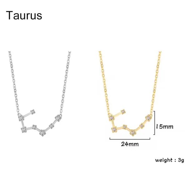NEW Taurus 18k Gold‎ Constellation Zodiac Star ⭐️ Necklace Birthday Astrology - Image 13