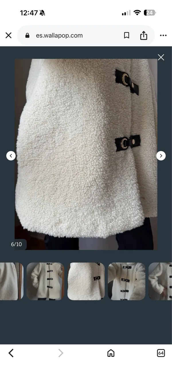 Zara Cream Faux Shearling Toggle Jacket with Black Trim - Image 7