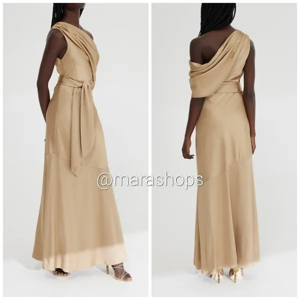 Significant Other Erika Tan Satin Dress - Image 4