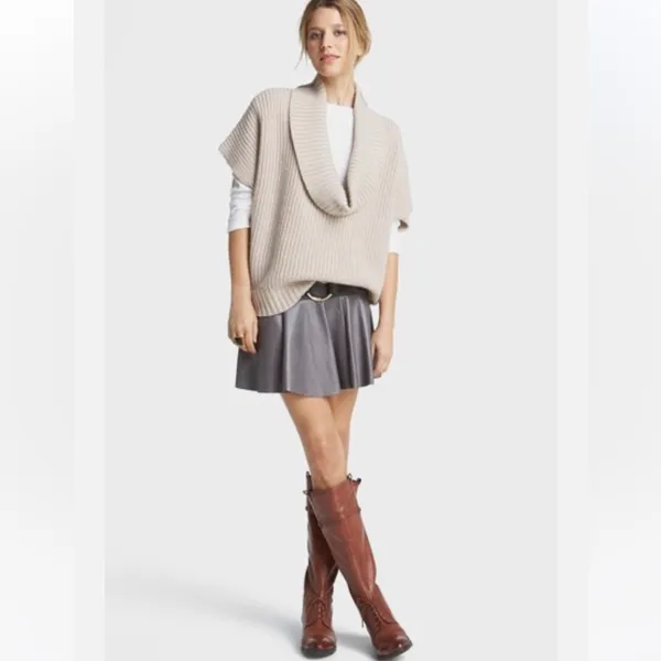HINGE Leather Panel Peplum SKIRT GREY SIZE XS $198 VERY CHIC NORDSTROM - Image 5