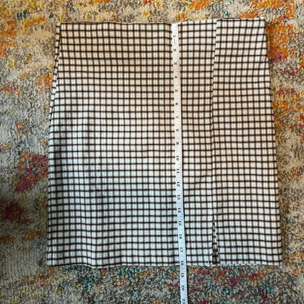 Have Brown Blue and Black Plaid Pencil Skirt Size Large Fall Preppy - Image 9