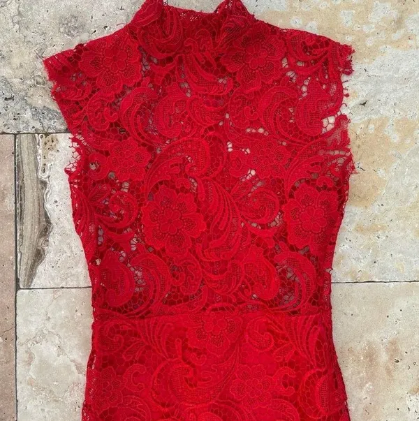 Boutique Red Lace Dress - Image 4