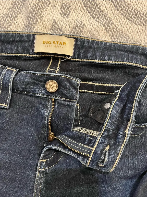 BIG STAR // THE BUCKLE Womens Alex Skinny Non-Distressed Dark Wash Blue Jeans 28 - Image 7