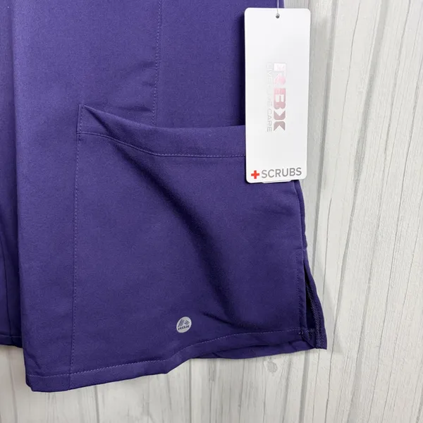 NWT RBX Mixed Media Medical Scrubs Top Purple Black Gray, Large - Image 4
