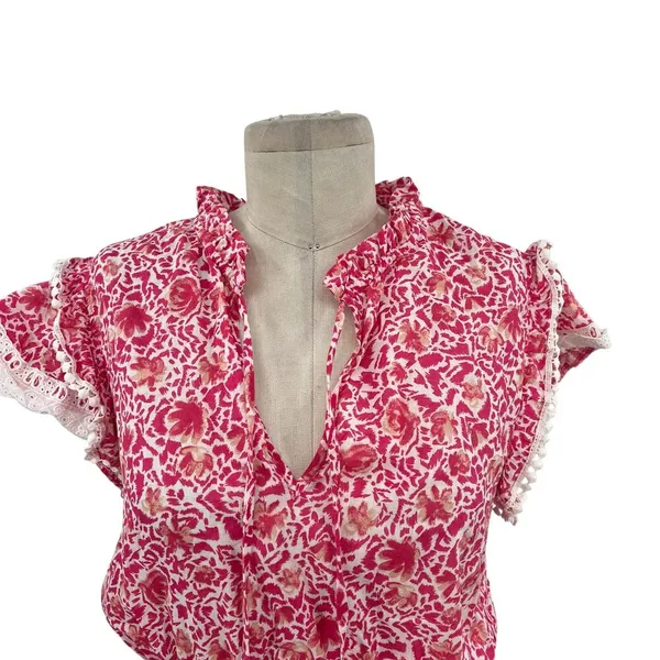 Misa Los Angeles‎ Lilian Dress Tiered Ruffle Animal Floral Print Pink Size XS - Image 5