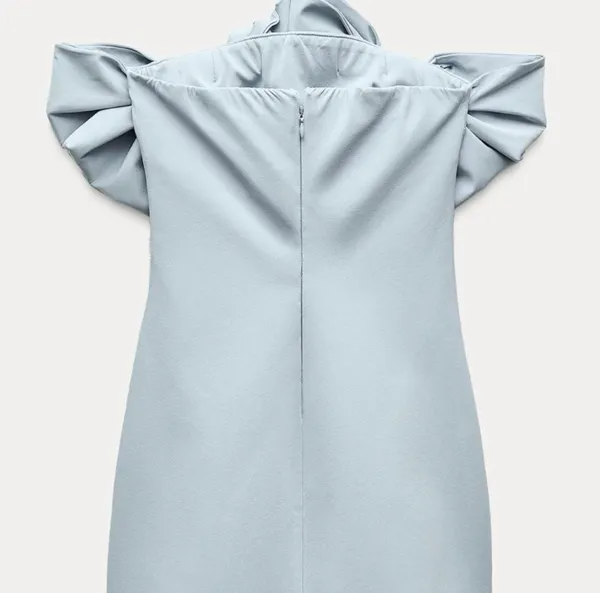 ZARA Strapless Blue Dress - Image 2