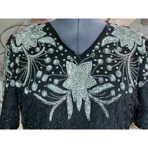 Ross formal dress prom beaded silk 1990s NWT - Image 3