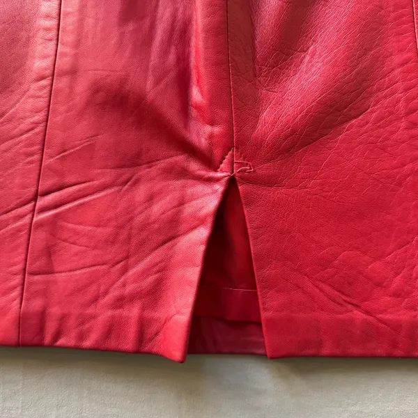 Vintage Red Leather Pencil Skirt - Image 8