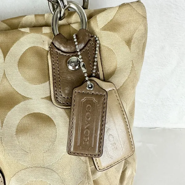 Coach Kristen Signature Op Art Hobo Purse Sateen Zip Top - Image 9