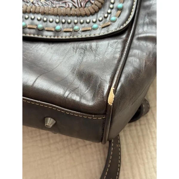 Trinity Ranch Brown Backpack Tooled Leather Bag‎ Western Cowgirl - Image 5