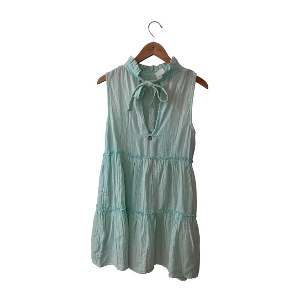 Simply Southern‎ Seafoam Green Cotton Gauze Tiered Ruffle Mini Dress Small NWT - Image 10