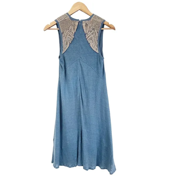 Fairy Grunge Beaded Linen Dress XS Indie Sleaze Angel Eclectic Artsy Free Spirit - Image 4