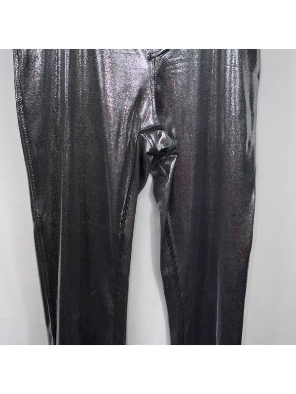 Halara Metallic Silver High Rise 7/8 Leggings M - Image 3