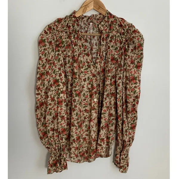 Free People Meant‎ To Be Vintage Floral Blouse Top size small - Image 4