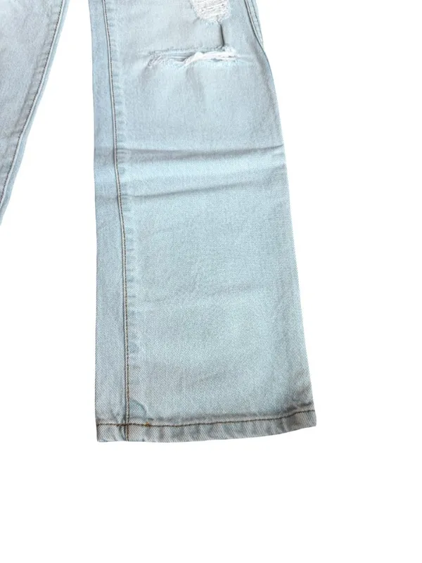 Revice High Waisted Straight Leg Jeans Distressed Denim Light Wash Size 26 Women - Image 5