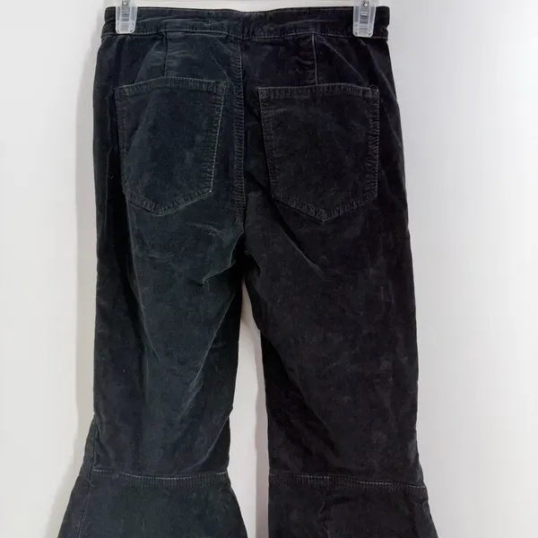 Free People Just Float On Velvet Flare Jeans 24 Black Bell Bottom Raw Hem - Image 5