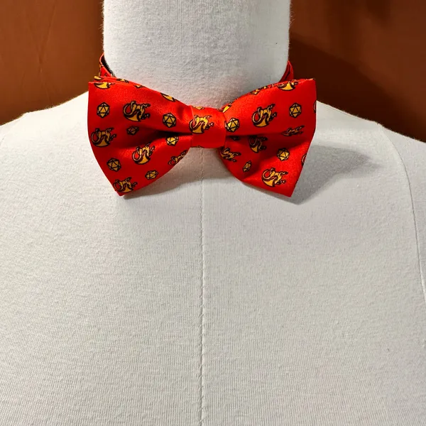 Blacktiegeek Men's Bow Tie Red Dragon Dungeons Adjustable Handmade Party Neckbow - Image 9