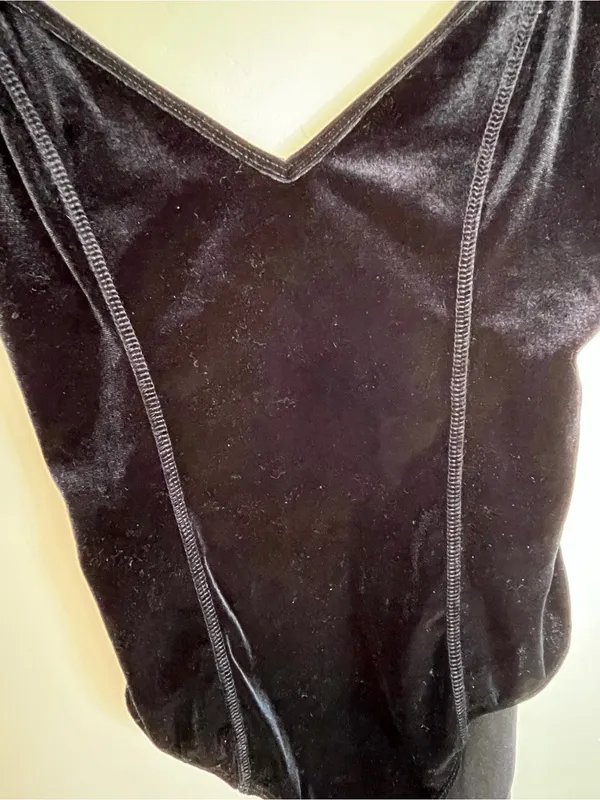 Flirty Sexy Baddie Forever 21 Navy Blue Velvet Bodysuit Women’s Size Small - Image 4