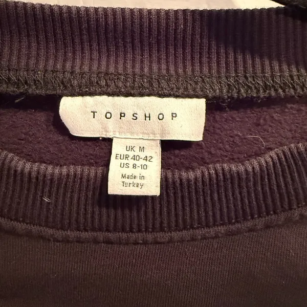Topshop Sweater Womens 8 10 Black Crewneck Pullover Cropped Sweatshirt Athletic - Image 4