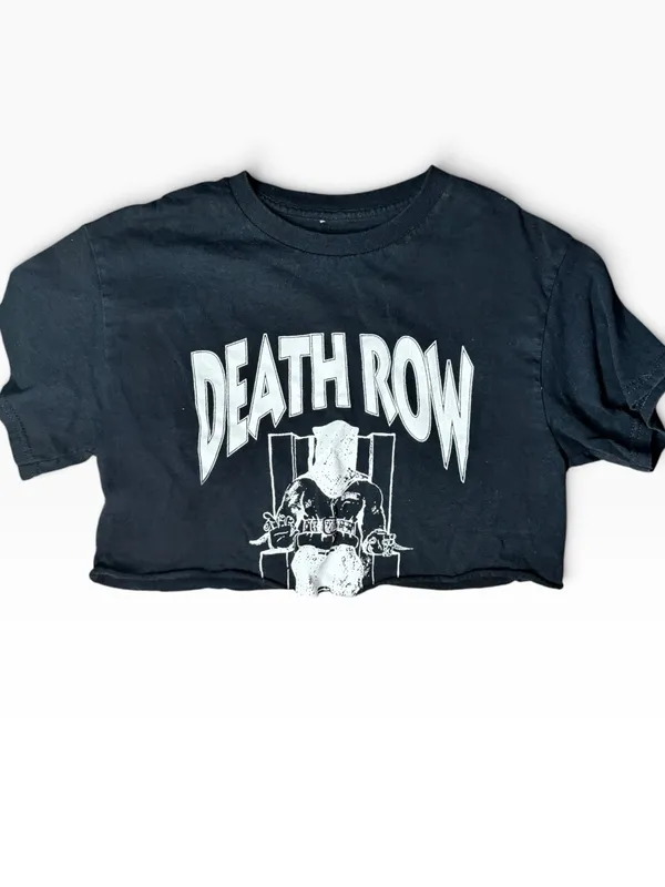 Death Row Records Black Cropped Graphic Tee T-Shirt (Size S/P) - Image 2