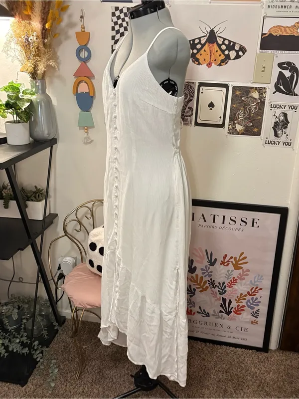 Abercrombie & Fitch White Open Back Button Front Maxi Dress - Image 4
