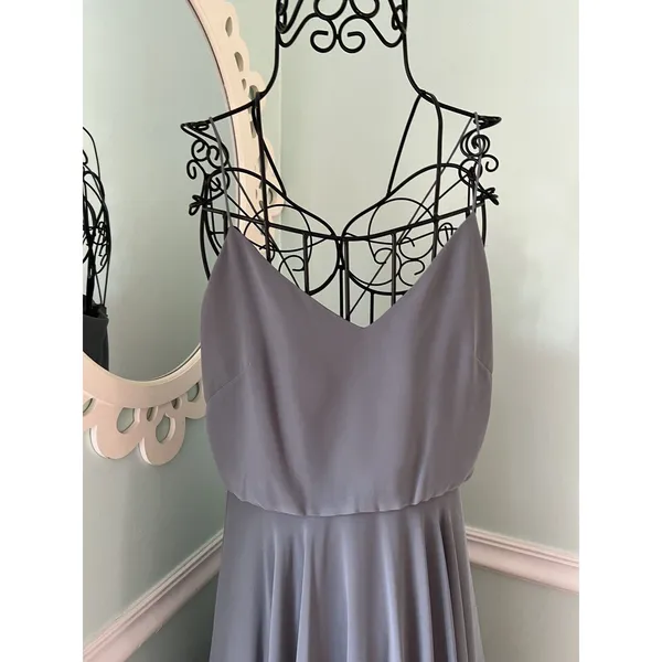 Jenny Yoo Collection Womens Gray Flowy Strappy Chiffon Gown Size 2 Prom‎ - Image 2
