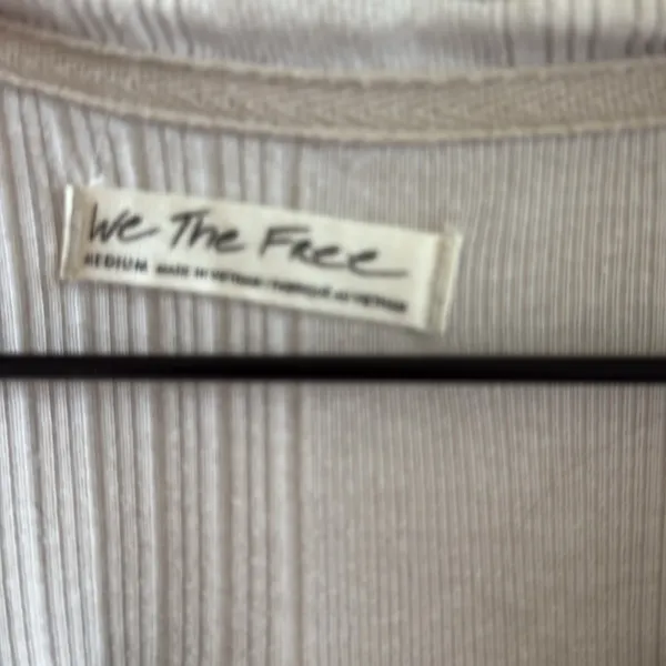 Free People We The Free Cream Ribbed Top Collar Long Sleeve Tunic Medium - Image 3