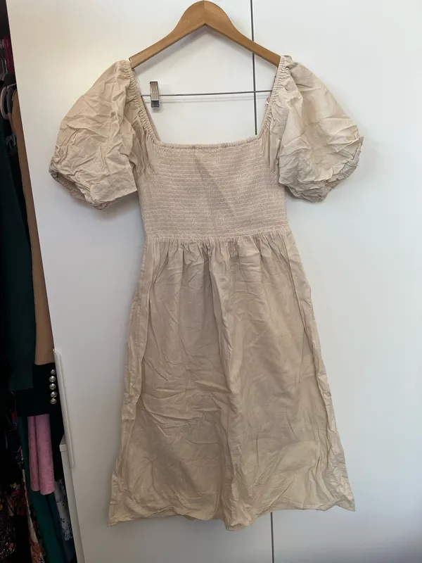 For All 7 Mankind Dress Puff Sleeve Smocked - Image 3