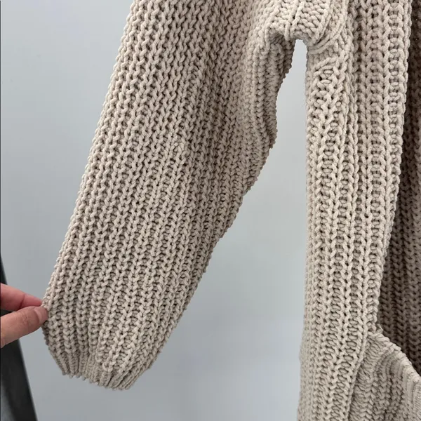 POL Beige Knit Women's Cardigan knit oversized open front M neutral casual - Image 8
