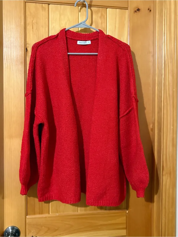 Oversized PRETTYGARDEN Women's Open Front Oversized Cardigan Size S Red - Image 6