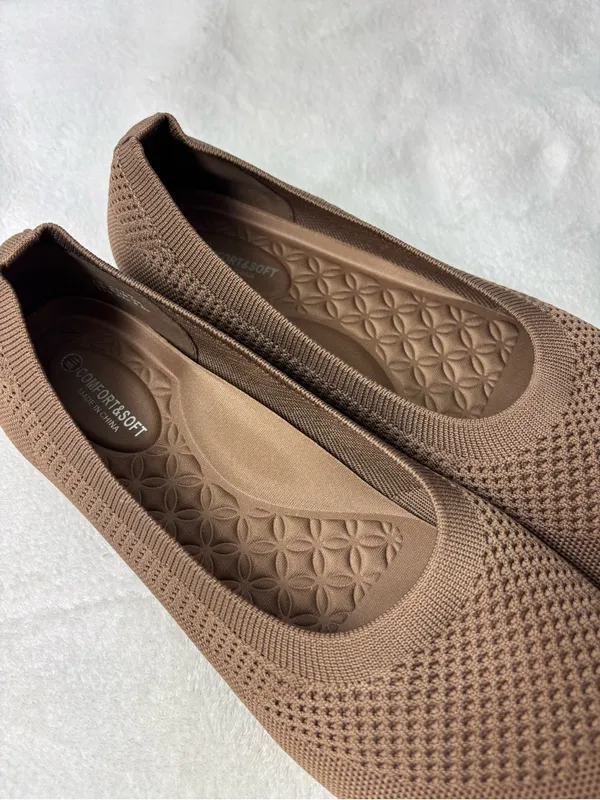 Comfort&soft‎ Knit Ballet Flat in Taupe Breathable Ballet Flats size 11 W - Image 8