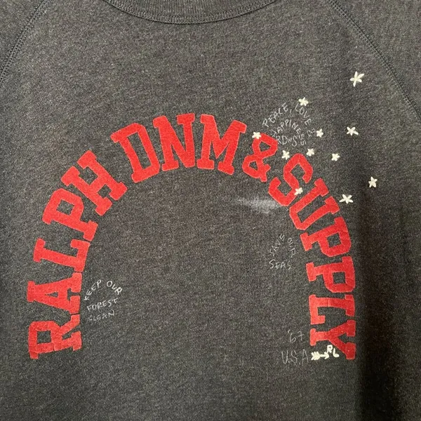 Denim & Supply Ralph Lauren Women L Gray Sweatshirt Velvet Embroidery Preppy - Image 4