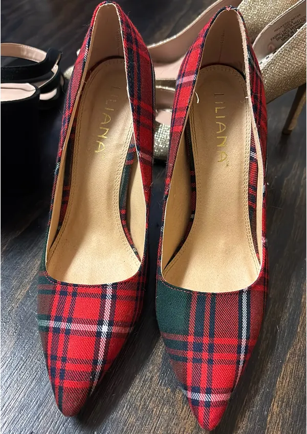 Liliana Heels Red Plaid - Image 2