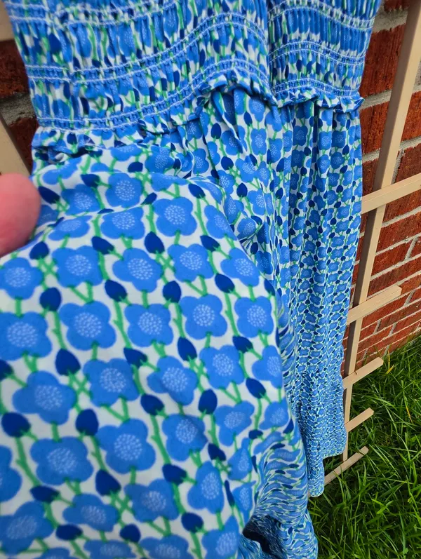 Max Studio — Blue Floral Tiered Maxi Dress - Sleeveless V-Neck M - Image 12